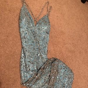 Blue sequin gown